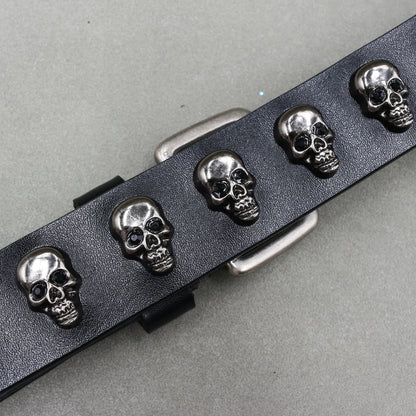 Designer Brand Belt Men Rivet Real Leather Pin Belt Male Black Rock Genuine Leather Cowhide Luxury Punk Belt Jeans