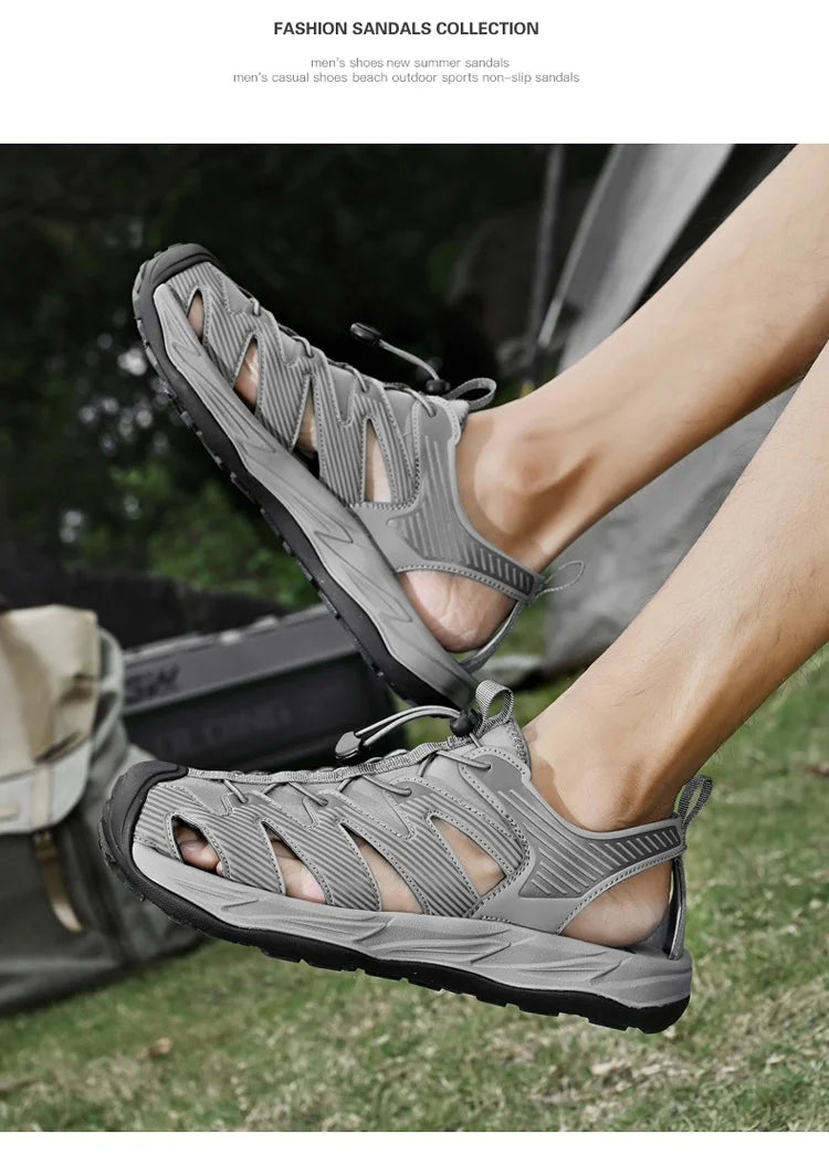 Water-wading quick-drying Baotou Sandals for men 2026 new summer soft soles wearing lightweight non-slip beach shoes for men 46