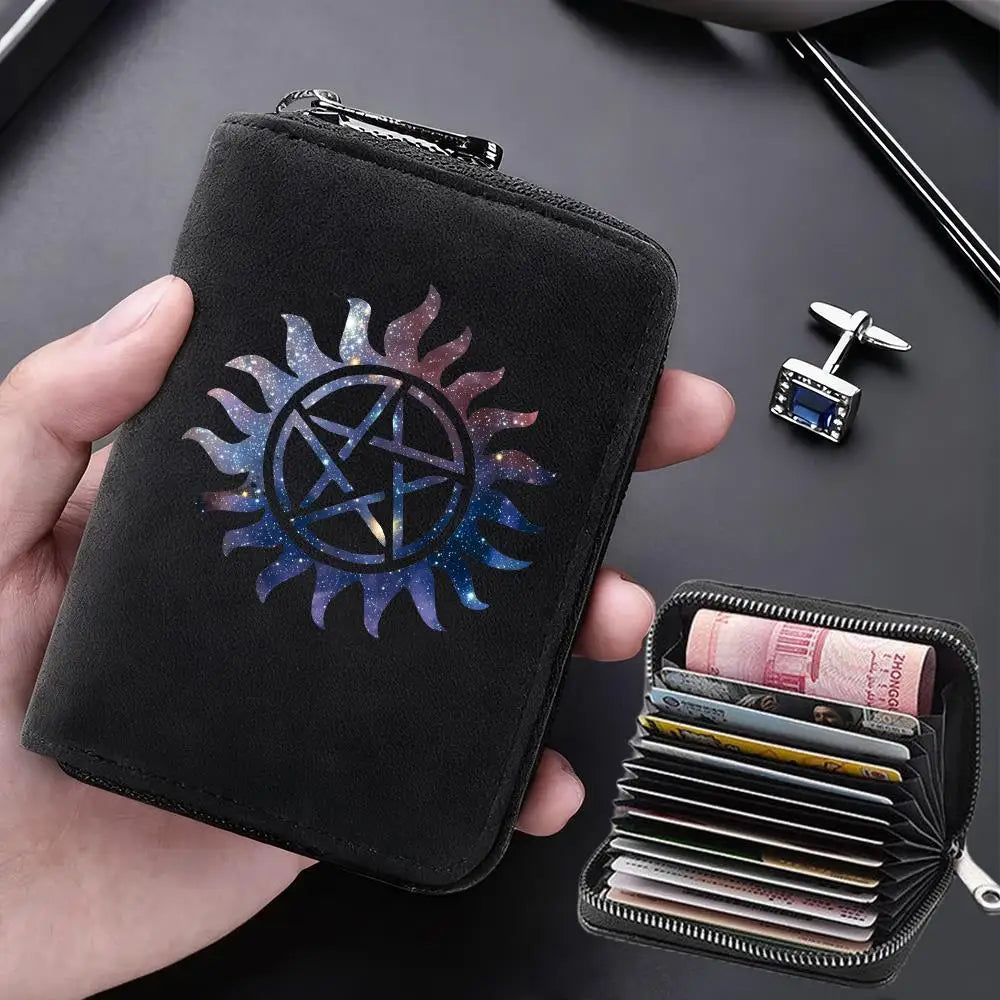 Supernatural Multifunctional Card Bag 11 Cards Slot Credit Card Holder Anti Demagnetization Wallets Cover Zipper Wallet for Men