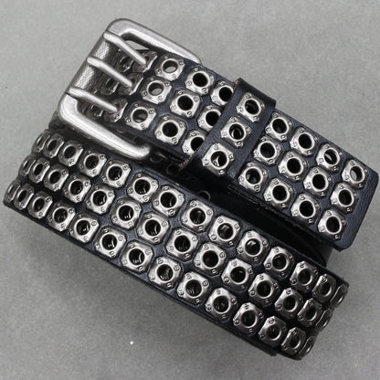 Designer Brand Belt Men Rivet Real Leather Pin Belt Male Black Rock Genuine Leather Cowhide Luxury Punk Belt Jeans