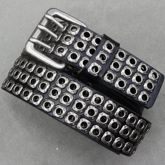 Designer Brand Belt Men Rivet Real Leather Pin Belt Male Black Rock Genuine Leather Cowhide Luxury Punk Belt Jeans