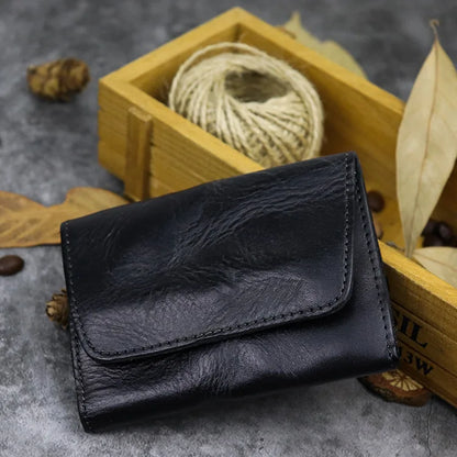 New Simple Men Wallets High Quality Genuine Cow Leather Coin Pocket Retro Handmade Male Purses Card Holder Men's Money Clips