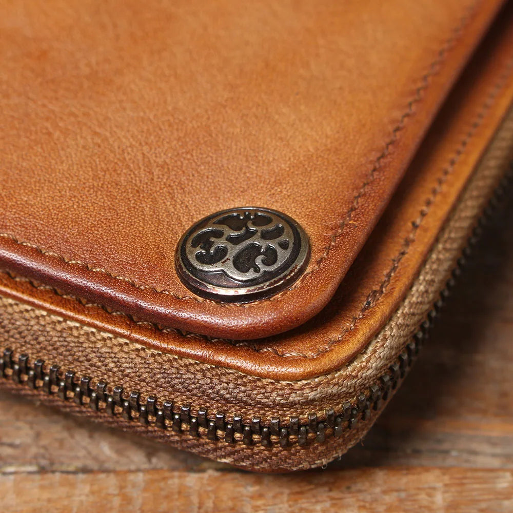 S.WORKER Full Grain Leather Long Wallet Men's Clutch Bag Genuine Leather Classic Purse Card Holder For Men