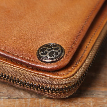 S.WORKER Full Grain Leather Long Wallet Men's Clutch Bag Genuine Leather Classic Purse Card Holder For Men