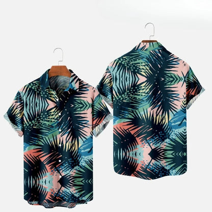 Men's Fashion Summer T-Shirts Hawaiian 3d Print Cozy Casual One Button Shirts Short Sleeve Beach Oversized Shirts