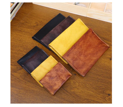 Large Capacity Men Wallet Vintage Genuine Cow Leather Handbag Card Holder Phone Pocket High Quality Handmade Male Money Clips