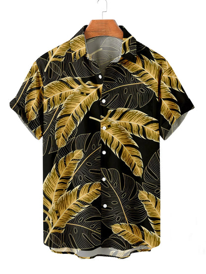 Summer Men's Flower Hawaiian Shirts Casual Vacation Short Sleeve Shirts Collar Button Up Shirt Fashion Steetwear for Mens