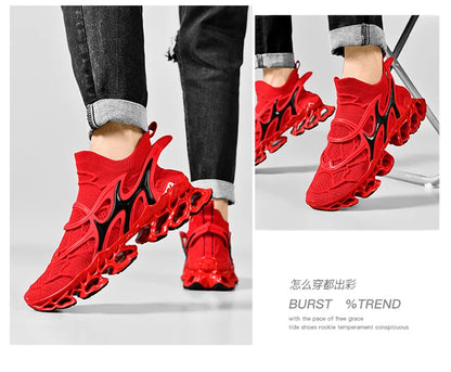 Men's Blade Type Shoes Breathable Shock Absorption Running Shoes Non-Slip Shoes For Jogging Tennis Gym Casual Walking Sneakers