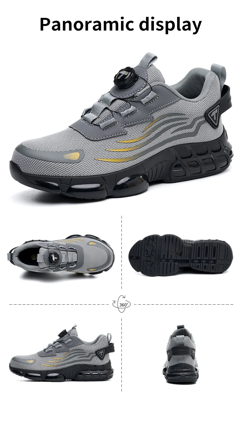 Botones giratorios zapatos de Seguridad masculinos, zapatos de trabajo,  botas de Seguridad Anticoagulantes  Tactical Boots