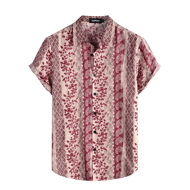 Summer Men's Casual Hawaiian Floral 3D Full-Print Button Shirt Short Sleeve - Tropical Beach Men's Quick-Drying Breathable Top