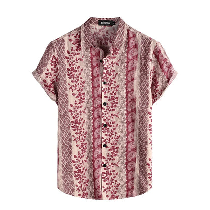 Summer Men's Casual Hawaiian Floral 3D Full-Print Button Shirt Short Sleeve - Tropical Beach Men's Quick-Drying Breathable Top