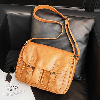 Fashion Japan Style Men's Messenger Bag Soft PU Leather Crossbody Messenger Bag Men Satchels Crossbody Bag Mens Shoulder Bags