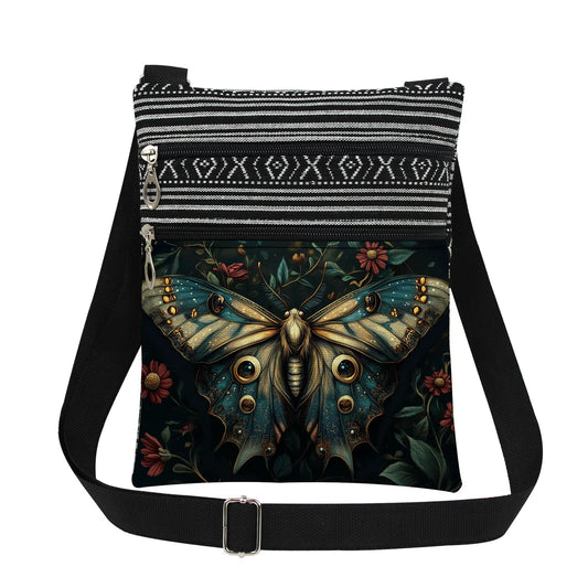 Bohemian-style Moth Unisex Crossbody Bag Adjustable Strap Men's Crossbody Bag Women's Outdoor Shoulder Bag