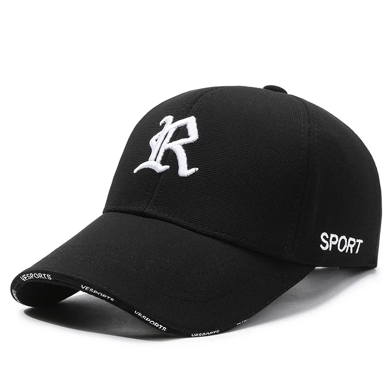 Fashionable letter R embroidered baseball cap for men and women, hip-hop trend for spring, summer, autumn, outdoor adjustable ca