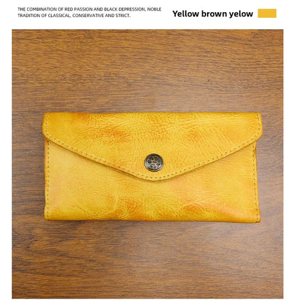 Genuine Leather Retro Men Handmade Wallet Handbag High Quality Phone Pocket Simple Card Bag Big Capacity Male Purses