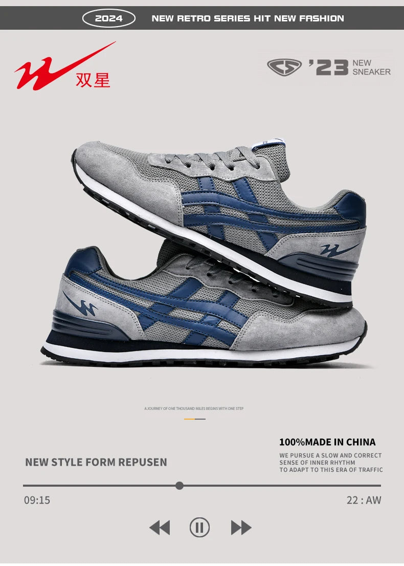 Double Star Training Walking Shoes, Breathable Mesh Sports Shoes, Versatile Fashion Trendy Men's Shoes