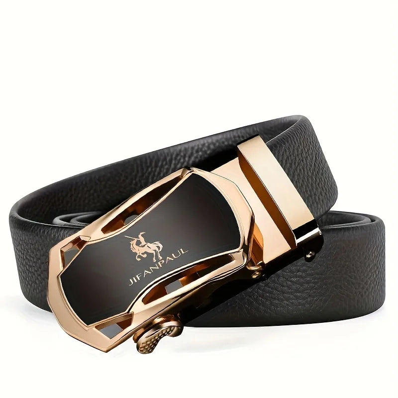 JIFANAUL Men's Famous Brand Belt High Quality Leather Luxury Belt Metal Automatic Buckle Belt Business Leisure Fashion Belt