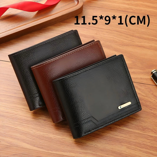New Men's Short Frosted Leather Wallet Multi-Slot Coin Pocket Photo Holder Small Men's Wallet