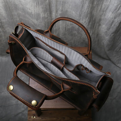 Crazy Horse Leather Retro Men's Horizontal Handbag Genuine Leather Niche Single Shoulder Cross Shoulder Large Capacity Briefcase