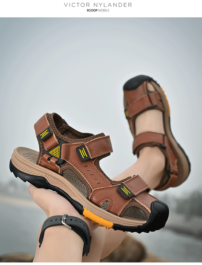 Summer Men Sandals Genuine Leather Mens Casual Shoes Outdoor Men Leather Sandals for Men Beach Shoes Roman mens Shoes