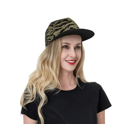 Tiger Stripe Camouflage Military Camo Print Baseball Cap Daily Casual Adjustable Snapback Hat Hip Hop Caps Flat Bill Brim Hats
