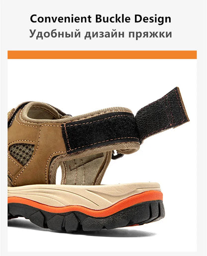 Brand Summer Men's Sandals Genuine Leather Men Slippers Gladiator Men Beach Sandals Soft Comfortable Outdoors Wading Shoes 38-47