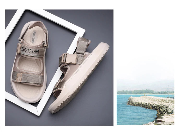 Men's Roman Sandals Summer Outdoor Sports Slip-On Shoes Anti-Slip Breathable Soft Bottom Casual Beach Shoes-WC20258