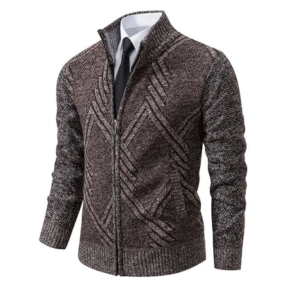 Spring Autumn Knit Cardigan Men Sweater Coat Man Clothes Brown Grey Brand Male Knitting Jackets
