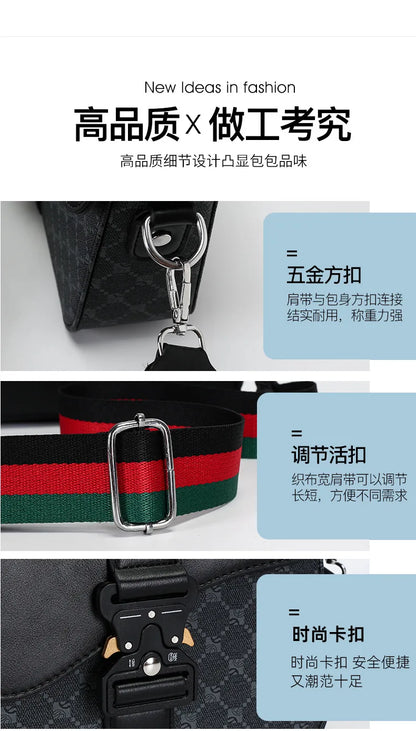 Luxury Plaid Crossbody Bags Men Fashion Buckle Flap Men's Crossbody Bag Casual Shoulder Bag Male Waterproof Business Sling Bags