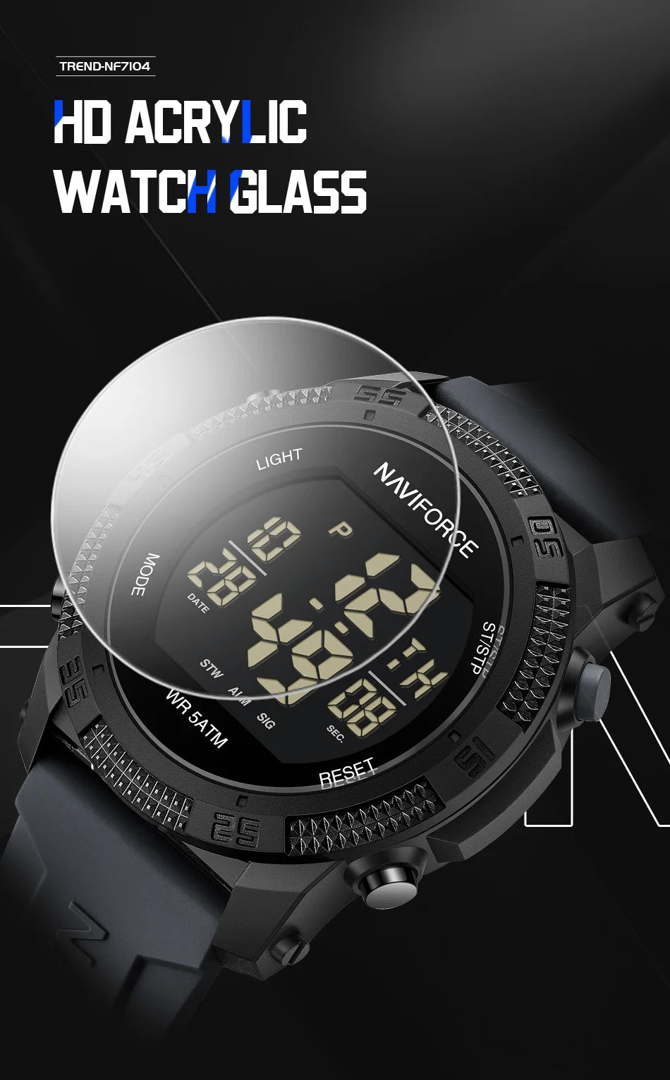 New Style NAVIFORCE Fashion Waterproof Men's Electronics Wrist Watch Sports Luminous Watches Silicone Strap Male Clocks Gifts