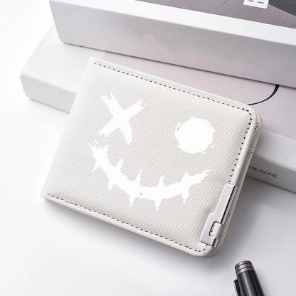 Cartoon Printed PU Leather Men's Wallet with Multiple Card Slots Slim Funny Expression Design Fashionable Compact Wallet