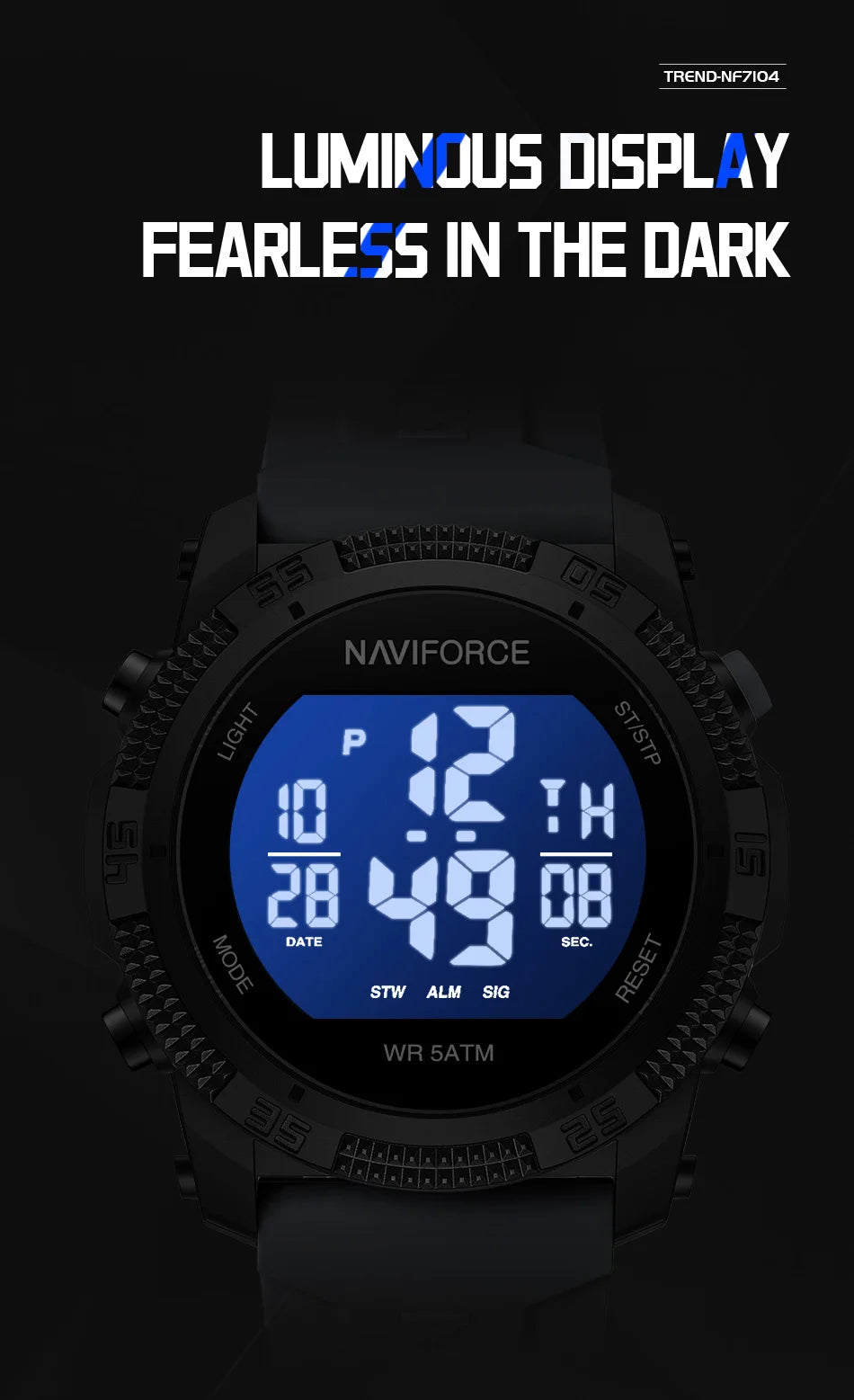 New Style NAVIFORCE Fashion Waterproof Men's Electronics Wrist Watch Sports Luminous Watches Silicone Strap Male Clocks Gifts