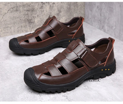 Classic High Quality Cow Leather Sandals Summer Outdoor Handmade Men Sandals Fashion Comfortable Men Beach Leather Shoes