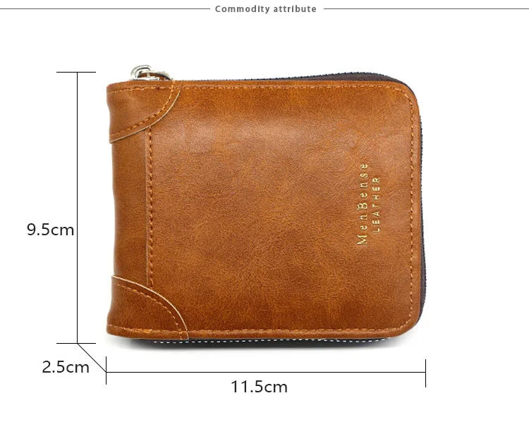 Big Capacity Men Short Wallets Name Engraving High Quality Card Holder Retro Male Coin Purse  Simple Zipper Men Money Clips