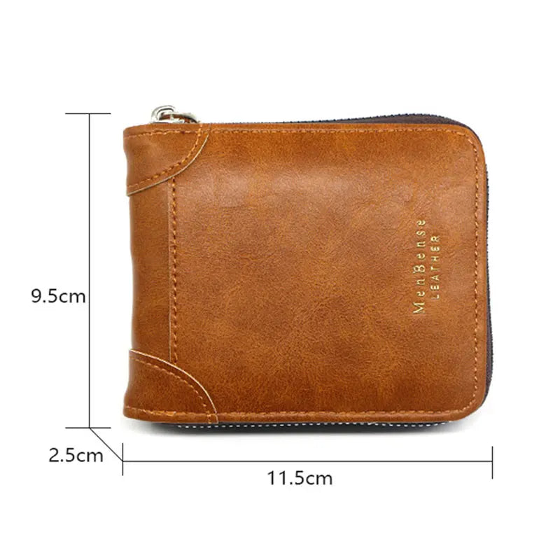 Big Capacity Men Short Wallets Name Engraving High Quality Card Holder Retro Male Coin Purse  Simple Zipper Men Money Clips