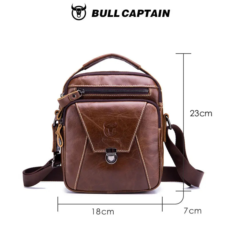 BULLCAPTAIN  Genuine Leather Men's Bag Single Crossbody Bag Shoulder Bag Men's Messenger Bag
