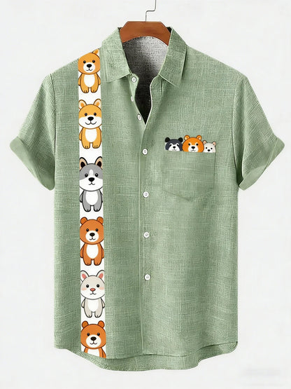 2026 Daily Men's Casual Short Sleeved Shirt with Natural Ethnic Pattern Printed Shirt Hawaii Beach Vacation Clothing