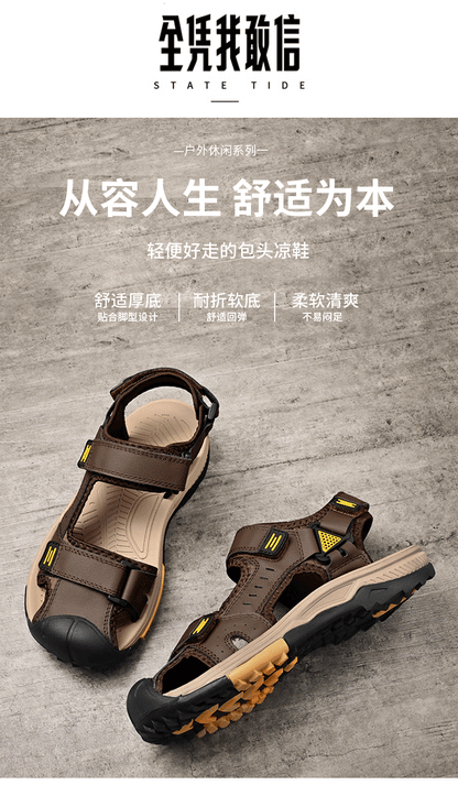Summer Men Sandals Genuine Leather Mens Casual Shoes Outdoor Men Leather Sandals for Men Beach Shoes Roman mens Shoes