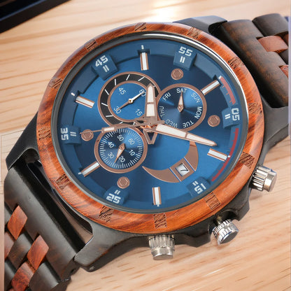 Man's Watches Wooden Watch Strap Hand Watch Quartz Wrist Watch for Men Chronograph  Luxury Brand montre homme Gift Drop Shipping