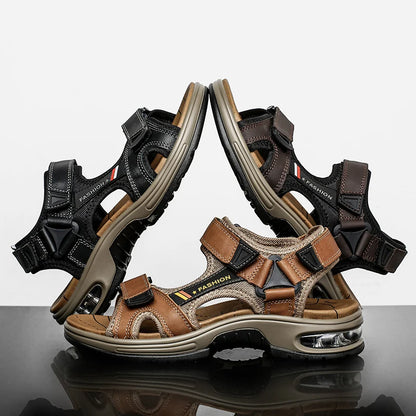 Brand Summer Men's Sandals Genuine Leather Men Slippers Gladiator Men Beach Sandals Soft Comfortable Outdoors Wading Shoes 38-46