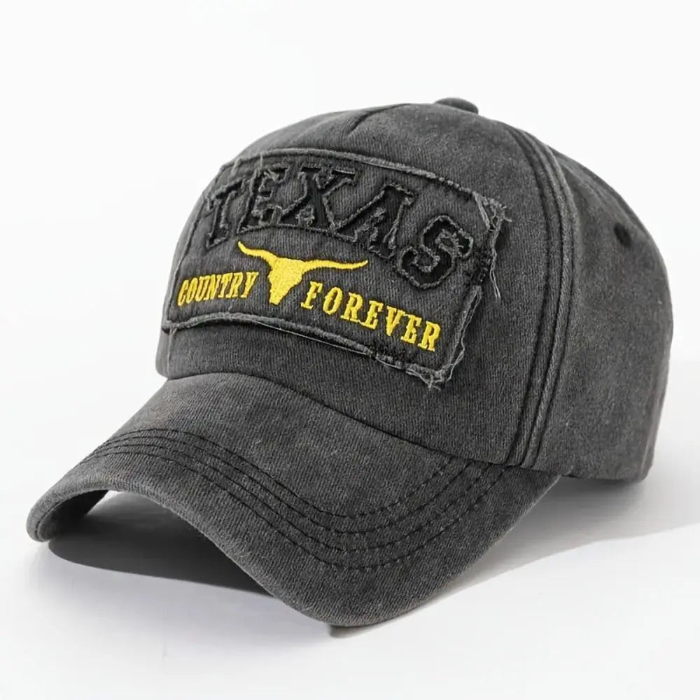 Fashion Letter TEXAS Embroidery Baseball Cap Visor Adjustable Peaked Cap Washed Cotton Baseball Hats For Man Women Unisex