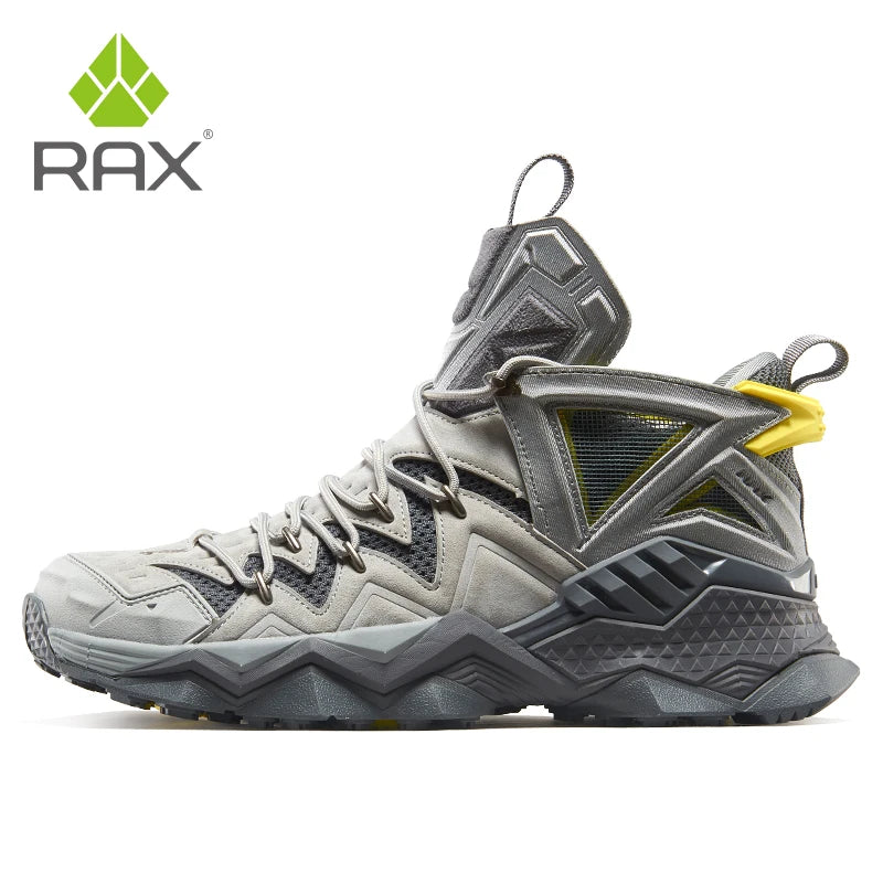 RAX Men Hiking Shoes Mid-top Waterproof Outdoor Sneaker Men Leather Trekking Boots Trail Camping Climbing Hunting Sneakers