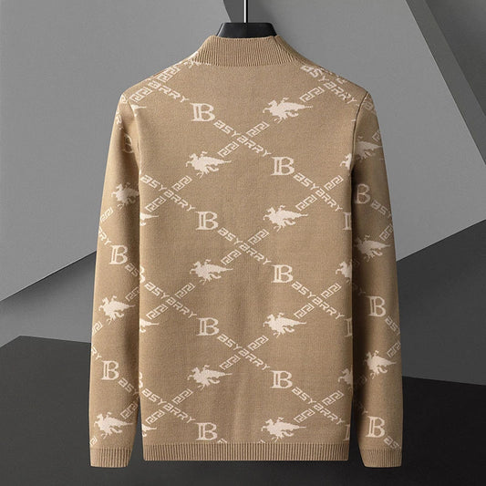 Men's Knitted Sweater Jacket Light Blue Coat Casual Fresh Stylish Youth Versatile Cardigan Sweater