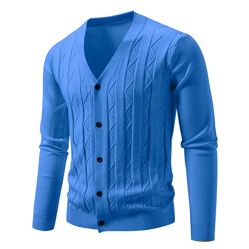2026 New Knit Cardigan Men Korean Style Fashion Smart Casual V-Neck Knitted Sweatercoat Mens Solid Color Slim Sweater Outerwear