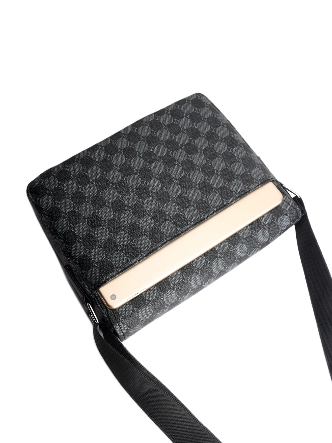 Men's Flap Shoulder Bag Fashion Casual Men's Crossbody Horizontal Business Briefcase Large Capacity Plaid Backpacks