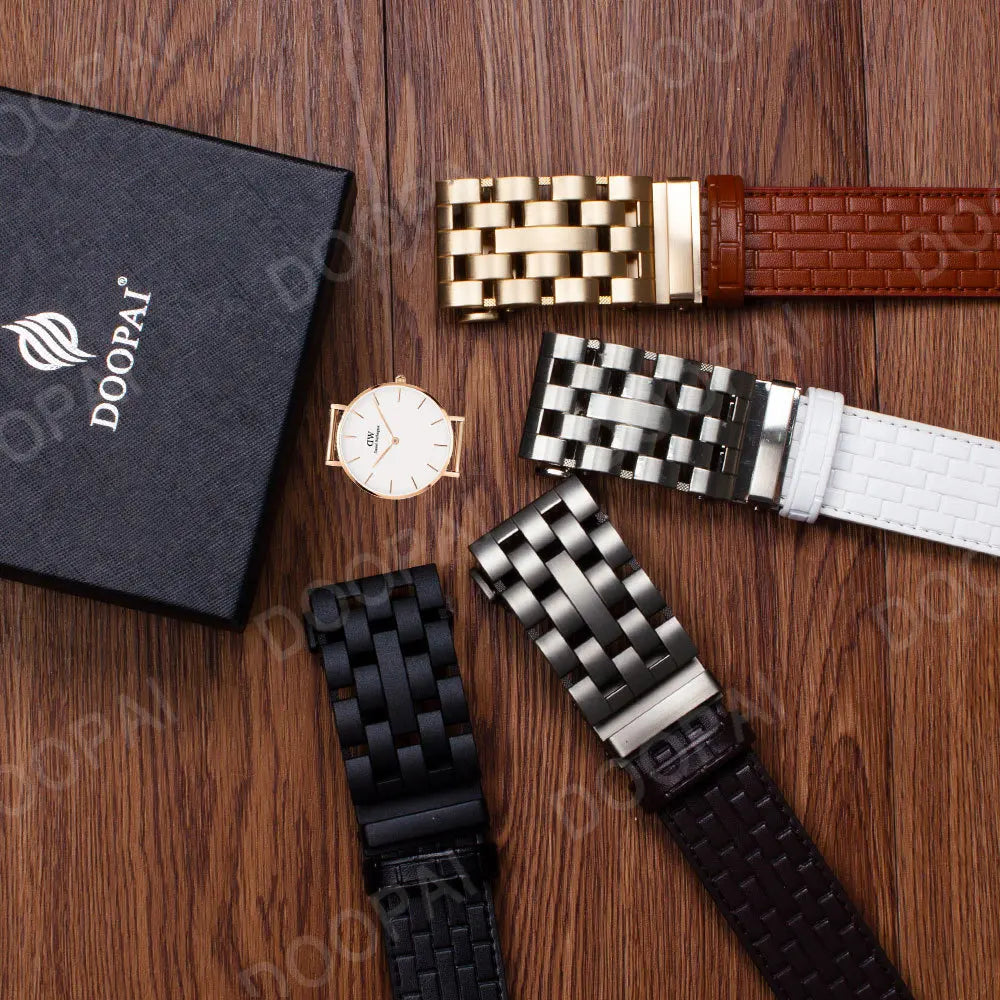2023 Men Belt Metal Luxury Brand Automatic Buckle Plaid Genuine Leather Belts for Men Waist Strap Black Male