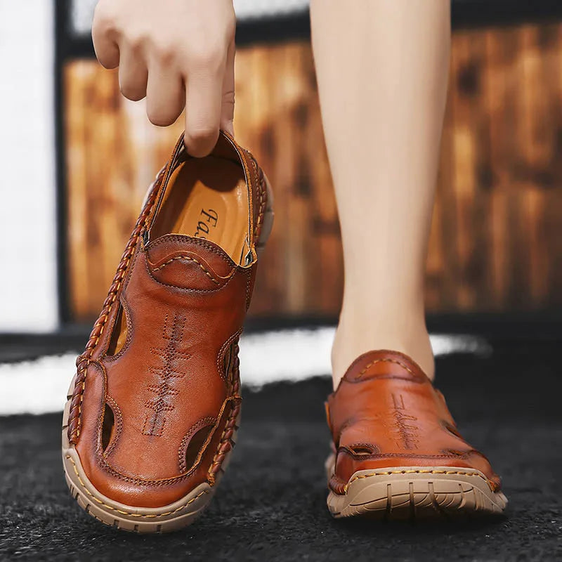 Hot-selling Summer Men's Sandals New Leather Roman Sandals Slippers Outdoor Beach Shoes Male Flip Flops Water Trekking Sandals
