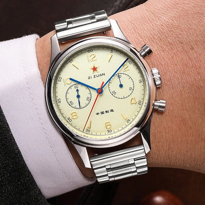 Red Star Retro 1963 Chronograph ST1901 Hand Winding Movement Air Force Pilots Aviation Sapphire Men Mechanical Watch Waterproof