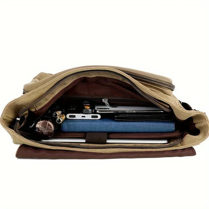 Retro Canvas Messenger Bag for Men, Large Sling Bag, Casual Crossbody Bag for Hanging Out Daily Commute, School Bag College Bags