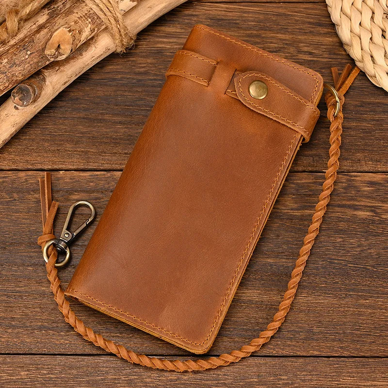 Newsbirds Genuine Leather Long Wallet Wrist Belt Strap Chain Wallet Christmas Gift Wallet gift men woman wallets Clip Purse